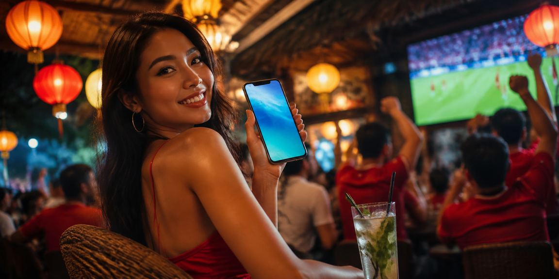 Người dùng Hà Nội xem ứng dụng casino trong không gian đèn lồng buổi tối
